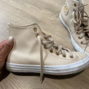 Tan Leather High Top Converse